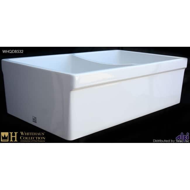 Whitehaus 33" Double Basin Reversible Fireclay Farm House Sink from