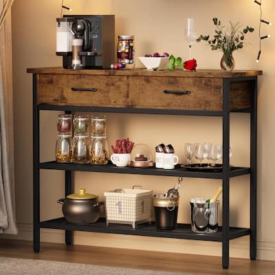 Console Table with 2 Drawers, 3 Tier Entryway Table with Storage