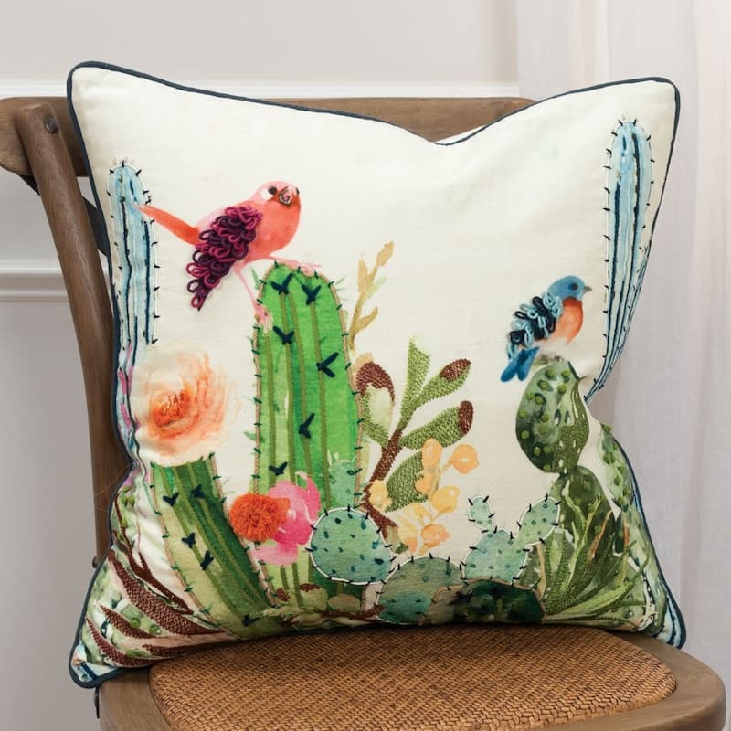Green Cacti Decorative Pillow