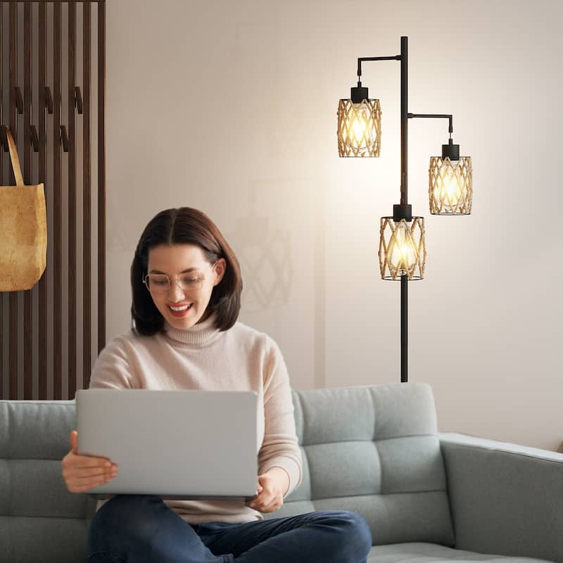 67'' Tree-Shaped Floor Lamp with 3 Lights - Foot Switch Included & Easy Assembly