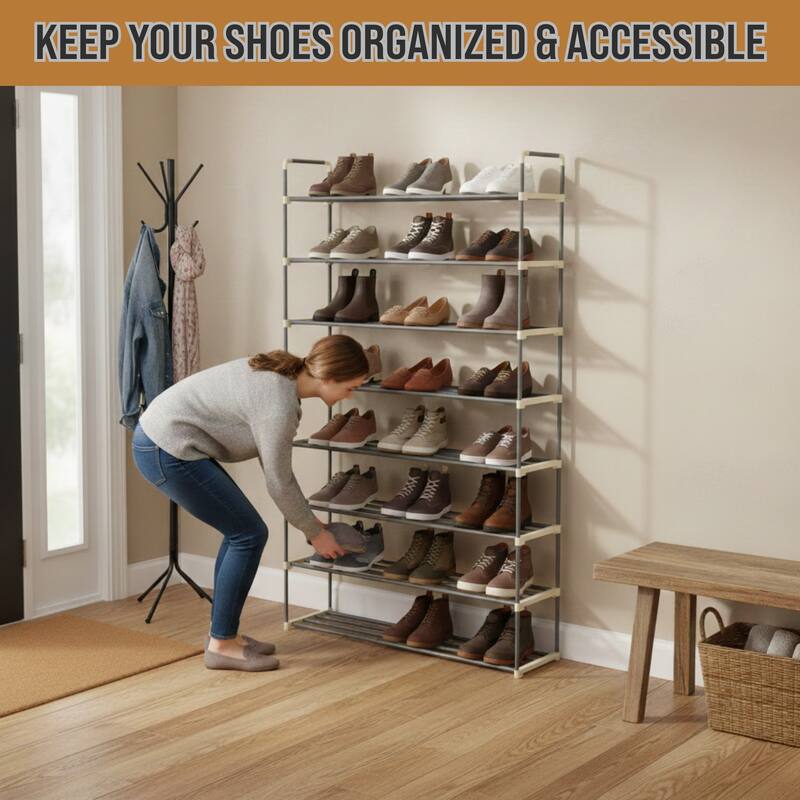 Shoe Rack – Multi -Tier Shoe Organizer by Hastings Home (Gray)
