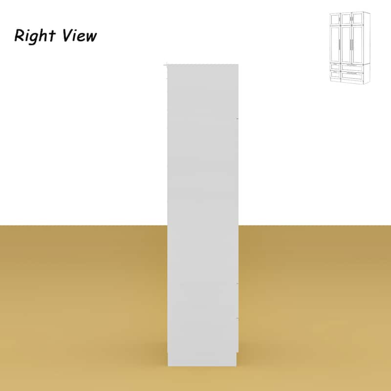 Modern White Wardrobe Closet with Mirror - Multi-Functional Bedroom Storage Cabinet