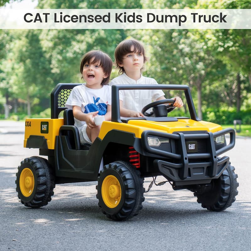 Costway 24V Ride On Dump Truck with Remote Control, Dump Bed, Shovel, - Yellow + Black - See Details
