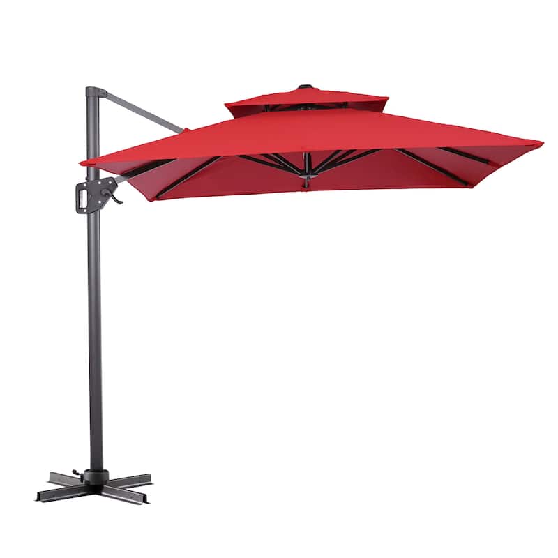 Furniture of America Aires 8-foot Steel Square Cantilever Offset Tilt Roma Umbrella