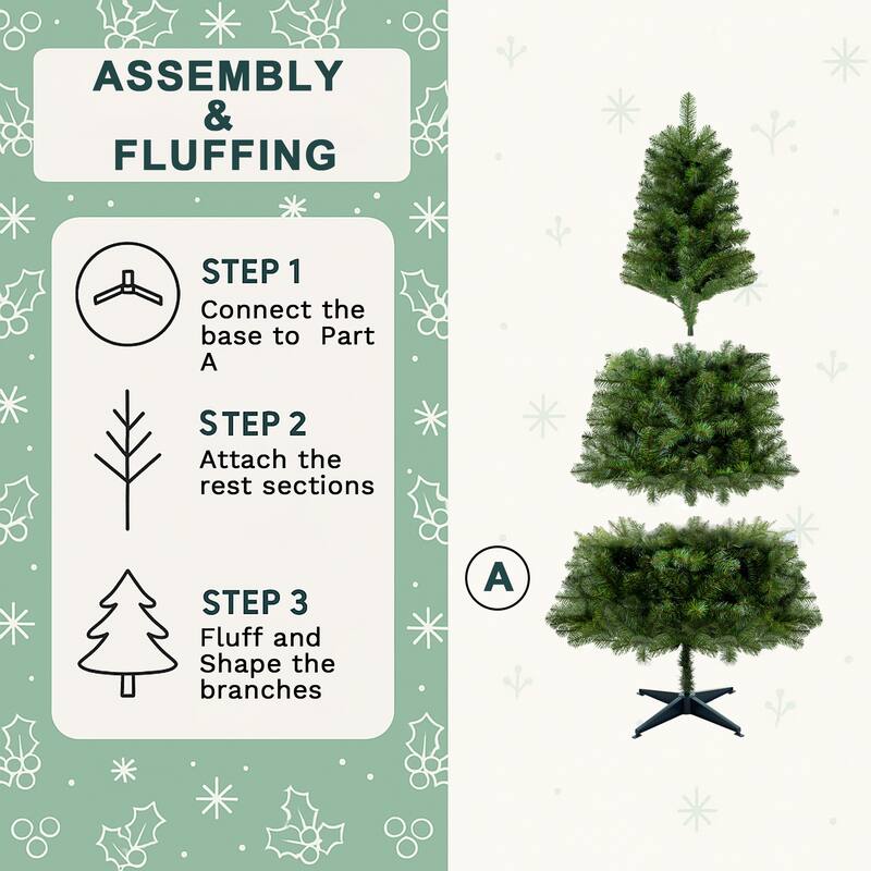 6FT Unlit Artificial Christmas Tree 490 Tips PVC Full Branches Classic Green Plastic Stand Indoor