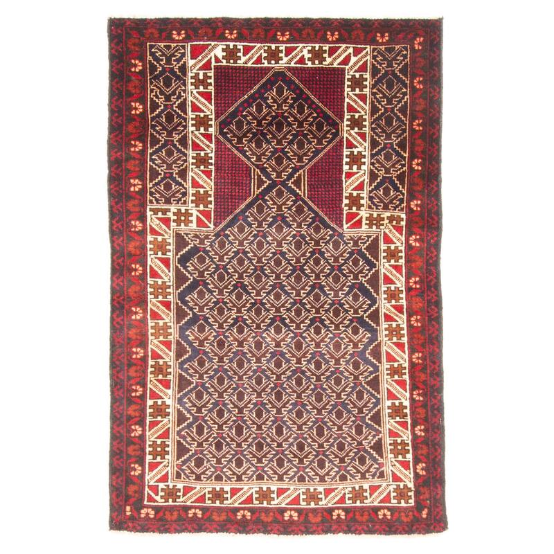 ECARPETGALLERY Hand-knotted Teimani Dark Navy Wool Rug - 2'9 x 4'5