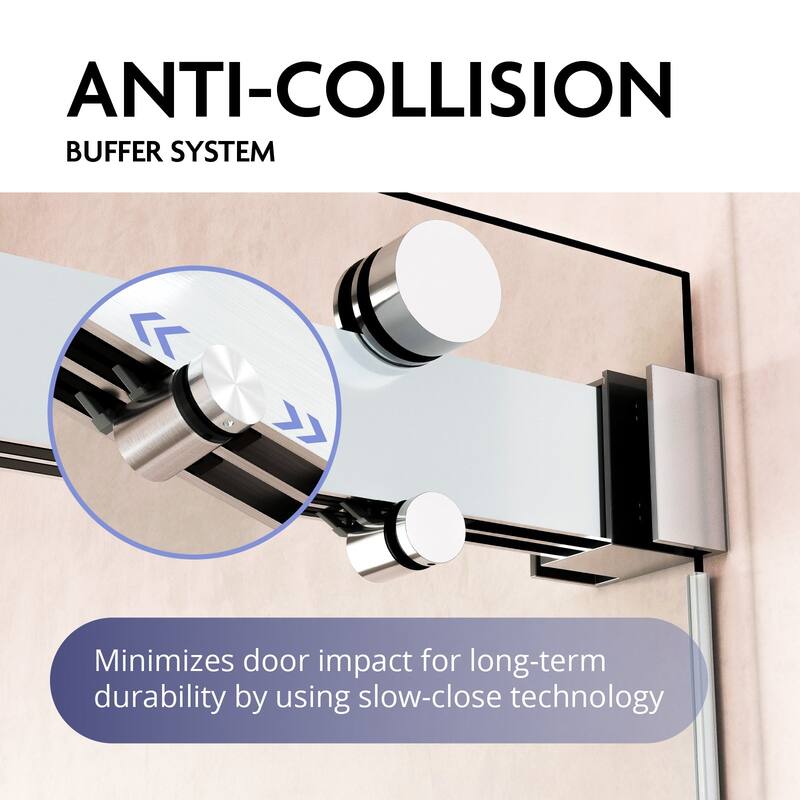 VS Series 68" - 72" W X 78" H Soft Closing Frameless Double Sliding Shower Doors With 3/8" Tempered Clear Glass