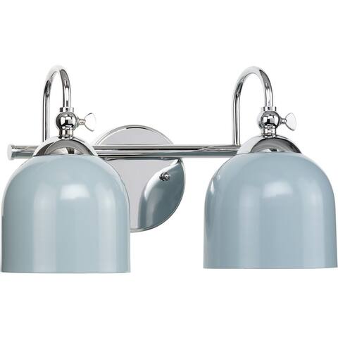 Dalton Collection Two-Light Chrome Metal Shade Bath Vanity Light - 15 in x 7.37 in x 9 in
