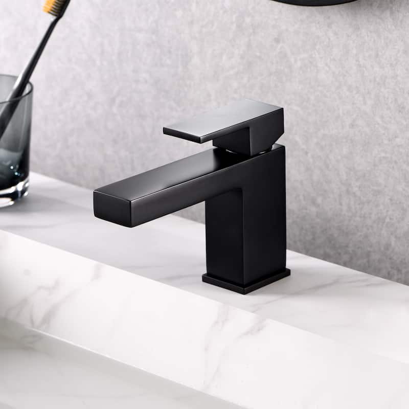 Luxier BSH05-S Single Handle Single Hole Bathroom Faucet with Drain