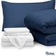 preview thumbnail 74 of 79, Bare Home Bed-in-a-Bag Down Alternative Comforter & Sheet Set Dark Blue/White - Twin XL