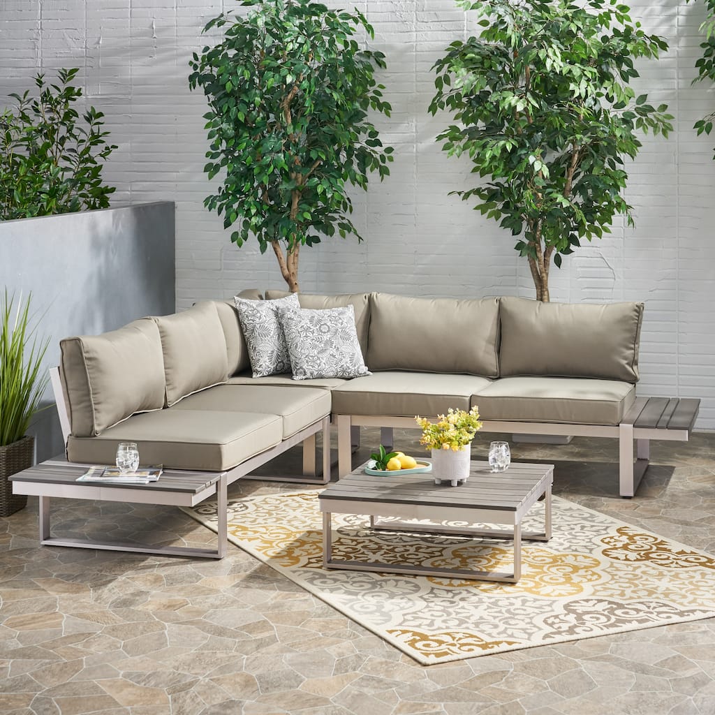 Sterling Aluminum 4-piece Sofa Set with Cushions by Christopher Knight Home