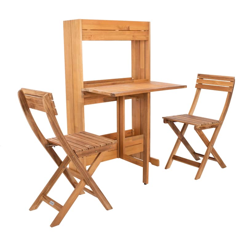 SAFAVIEH Outdoor Evelin Flower Shelf 3-Piece Bistro Set - 25Wx29Dx49H