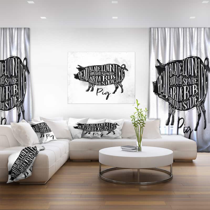 Designart "Pig pork cutting scheme" Farmhouse Animal Print on Wrapped Canvas