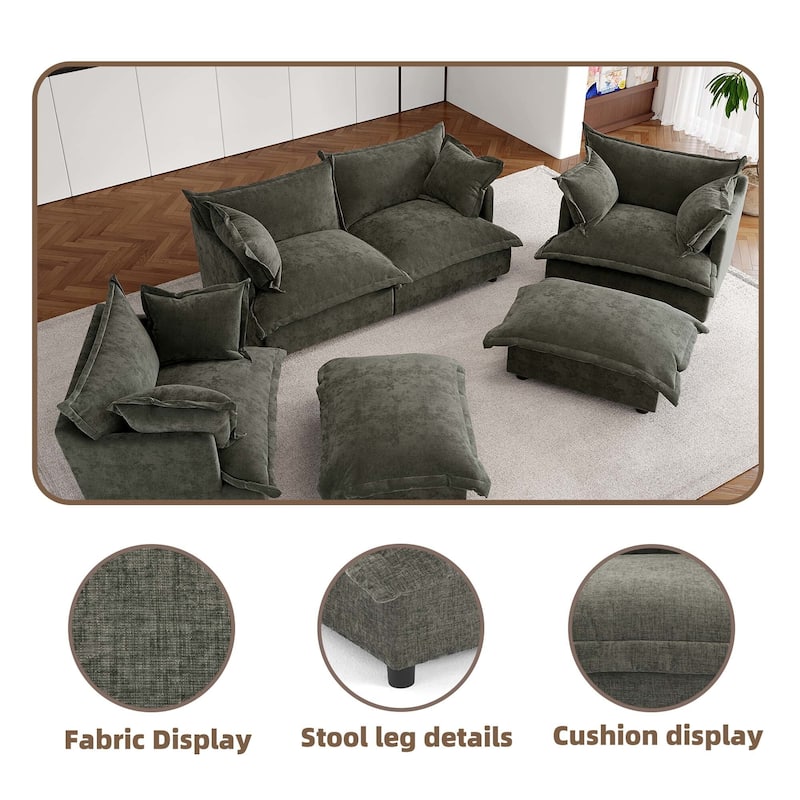 Double Layer Cushion Comfy Cloud Modular Sectional Sofa Set