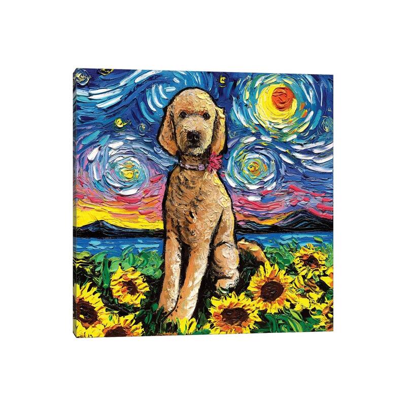 iCanvas "Goldendoodle Night II" by Aja Trier Canvas Print