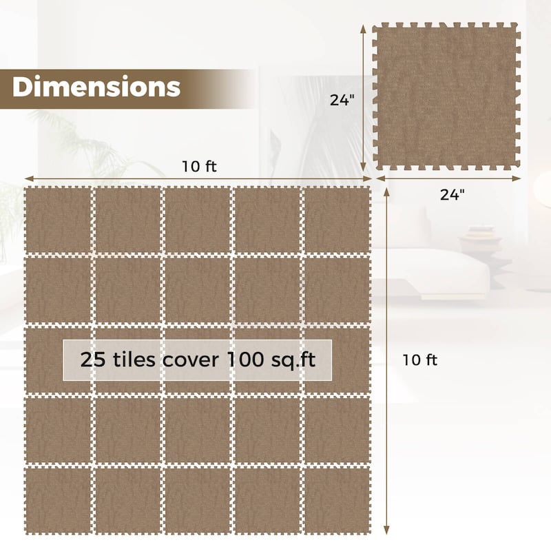 Costway 25/50 Pack-100/200 Sq.Ft. Foam Floor Tiles Interlocking Carpet - See Details