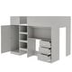 preview thumbnail 11 of 11, Grey Full Size Loft Bed with Built-in Wardrobe & Desk, Wood Loft Bed Frame with Storage Shelves & Drawers for Kids Teens Bedroom