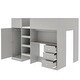 preview thumbnail 12 of 10, Wood Full Loft Bed with Built-in Wardrobe, Desk, Storage Shelves & Drawers, Grey