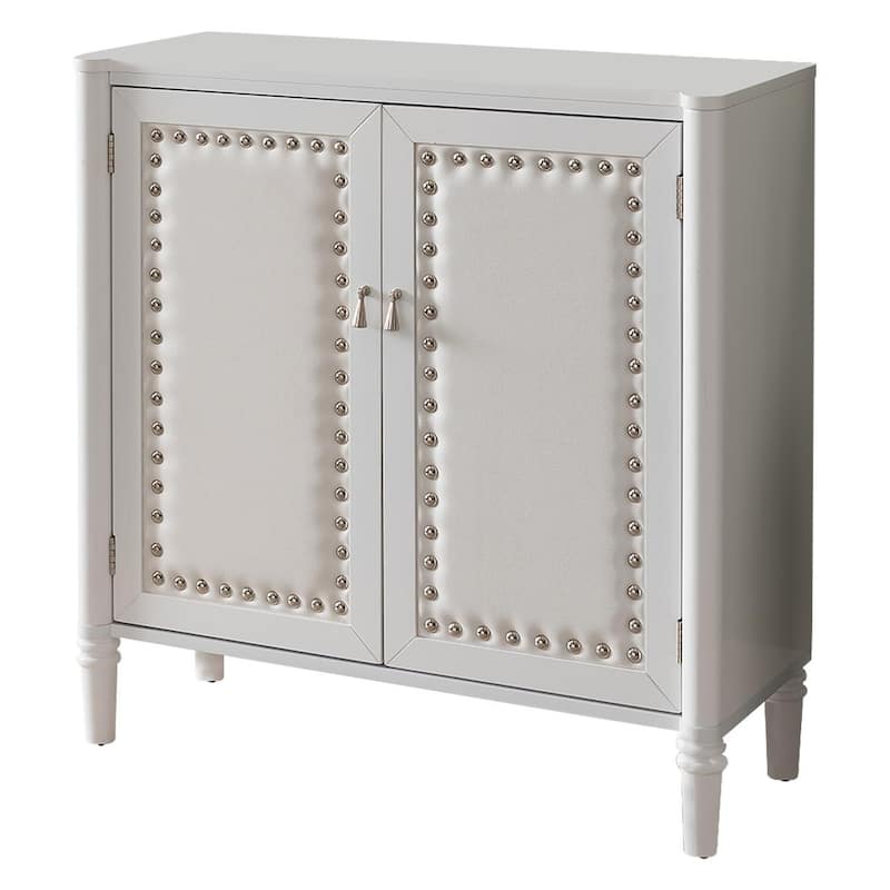 White Faux Leather Console Table