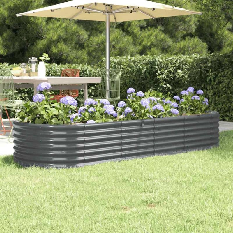 vidaXL Raised Garden Bed Raised Flower Bed Galvanized Steel Outdoor Planter