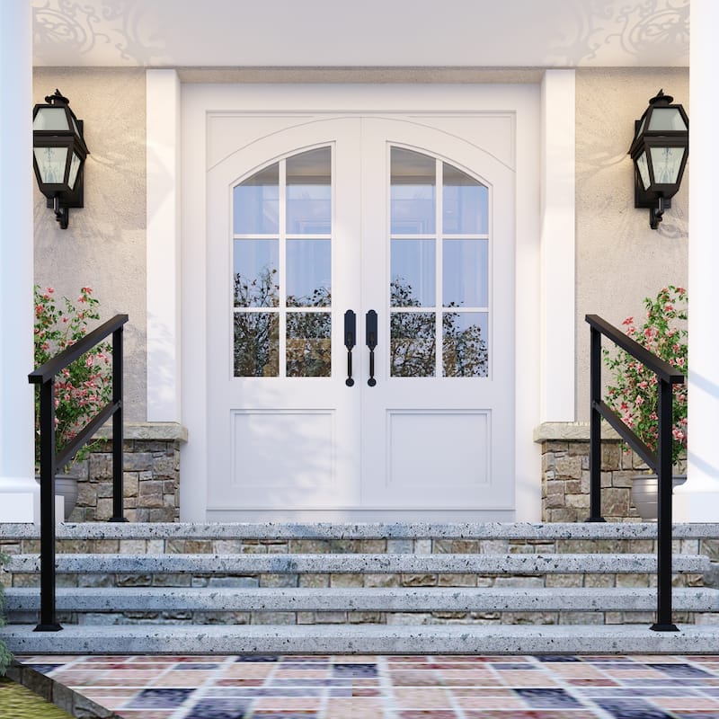 Wrought Iron Stair Handrail WeatherResistant Railing Home Garden Porch - 54.5"