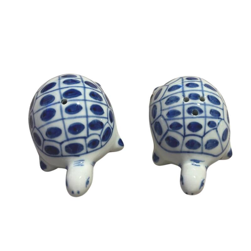 Coastal Sea Turtles Blue and White Salt and Pepper Shaker Set