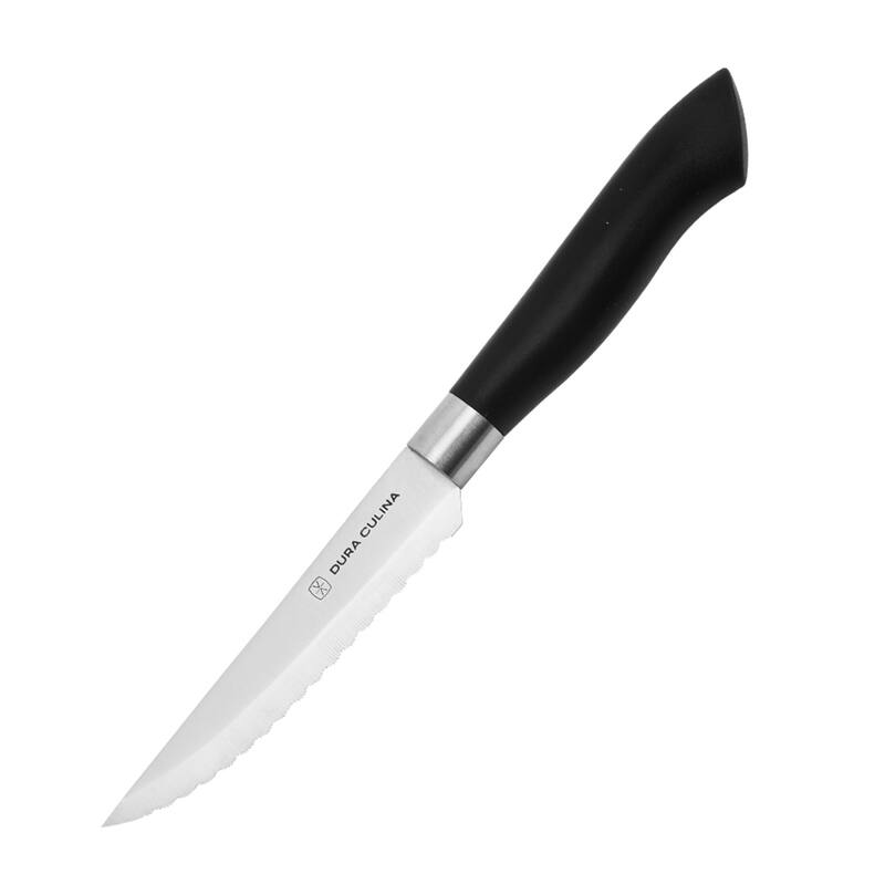 Dura Living 4-Piece Steak Knife Set - Micro-Serrated High Carbon Stainless Steel Blades, Black Handles