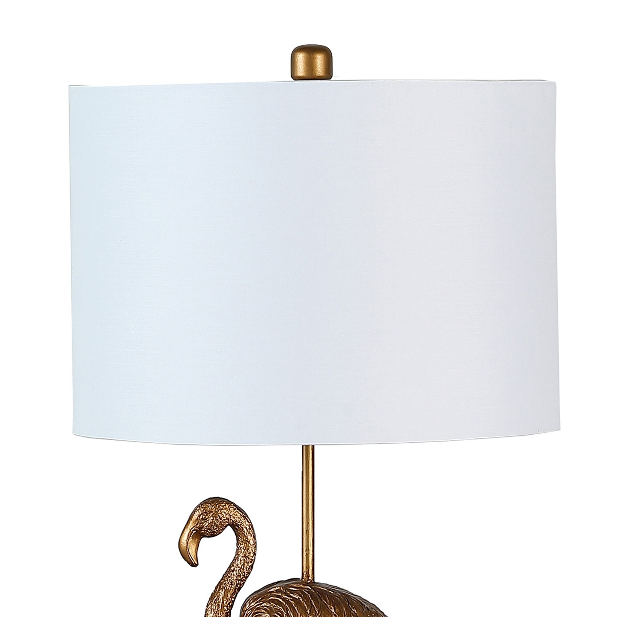 Polyresin Standing Flamingo Design Table Lamp with Round Base Gold