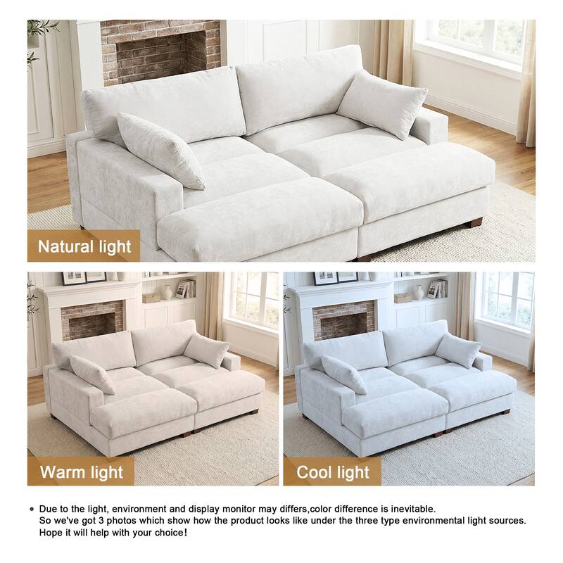 82.5"W Chenille Upholstered Sectional Modular Sofa With Chaise