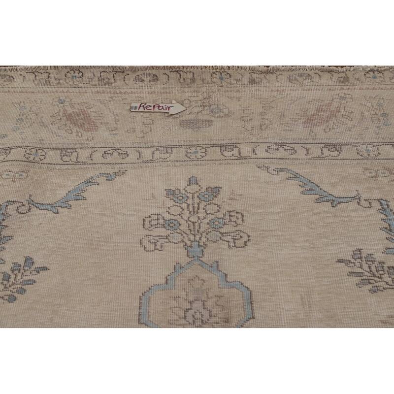 Antique Distressed Tabriz Persian Rug Hand-knotted Wool Carpet - 9'5" x 11'10"