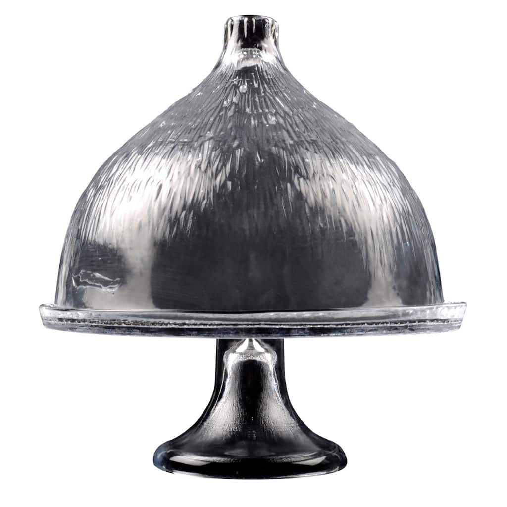 Set of 2 Glass Footed Cake Plates w/ Dome - A
