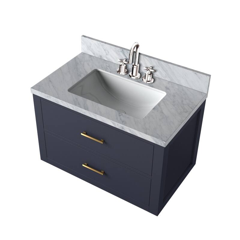 Castor Bath Vanity with Carrara Marble Top, Sink and Faucet