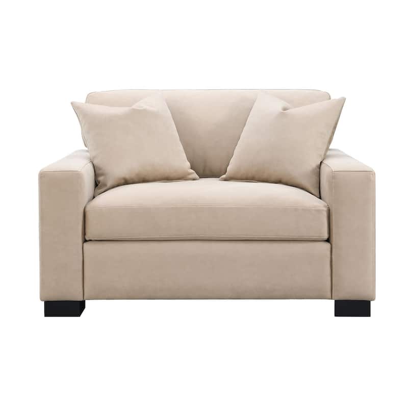 Dexter 52" Double Accent Chair with 2 Pillows, Taupe