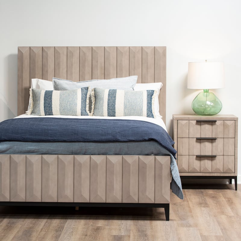 Emilia Grey Wash Pine Modern 3-Drawer Storage Nightstand