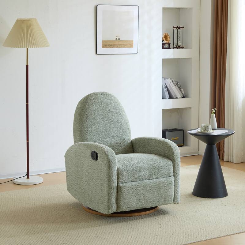 Contemporary Design 360 Swivel Boucle Glider Recliner Chair - Light Green