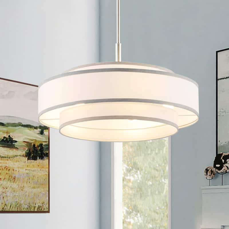 GetLedel 5-Light Double Shaded Dimmable Drum Chandelier