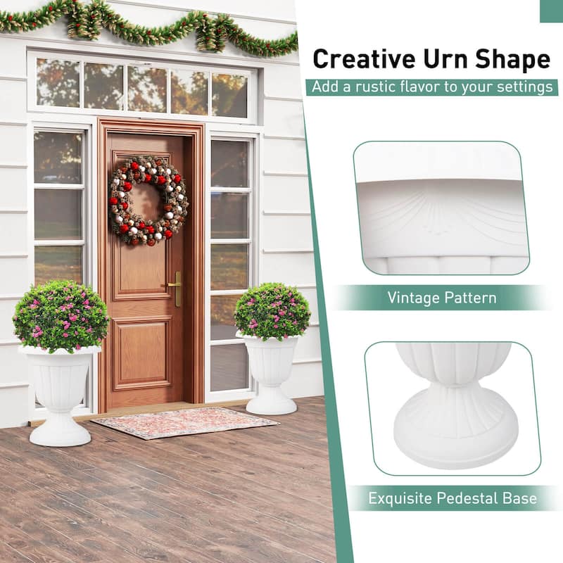 Costway 18 inch Tall Vintage Planters Set of 2/4 with Pedestal Base & - See Details