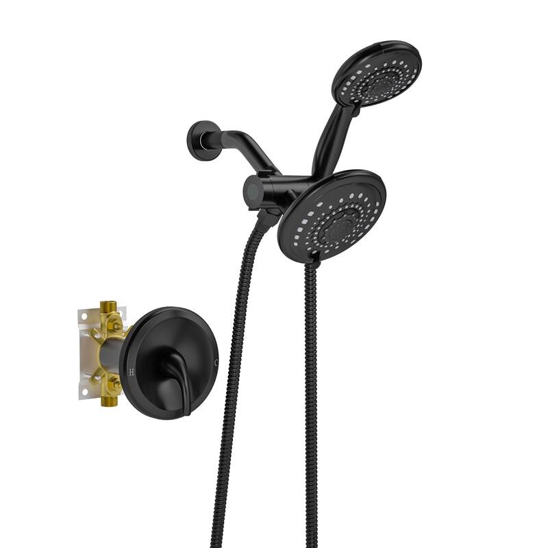 Lordear 5-Setting Shower System: High Pressure Rain Showerhead and Dual 2-in-1 Faucet with Valve