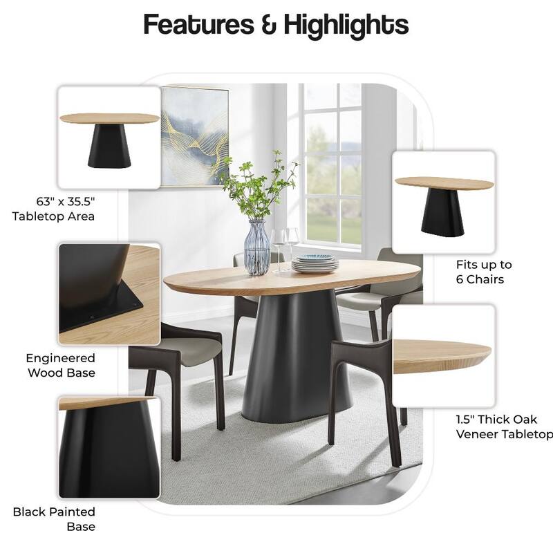 Magnus KD 63" Oval Dining Table, Light Oak