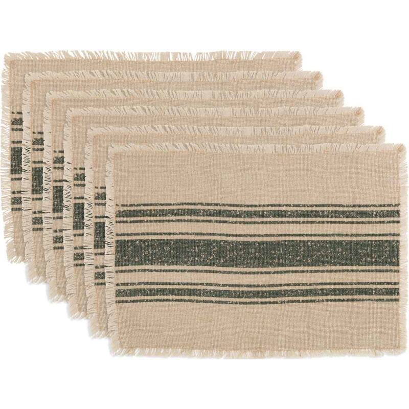 Vintage Burlap Stripe Placemat Set - Placemat 12x18