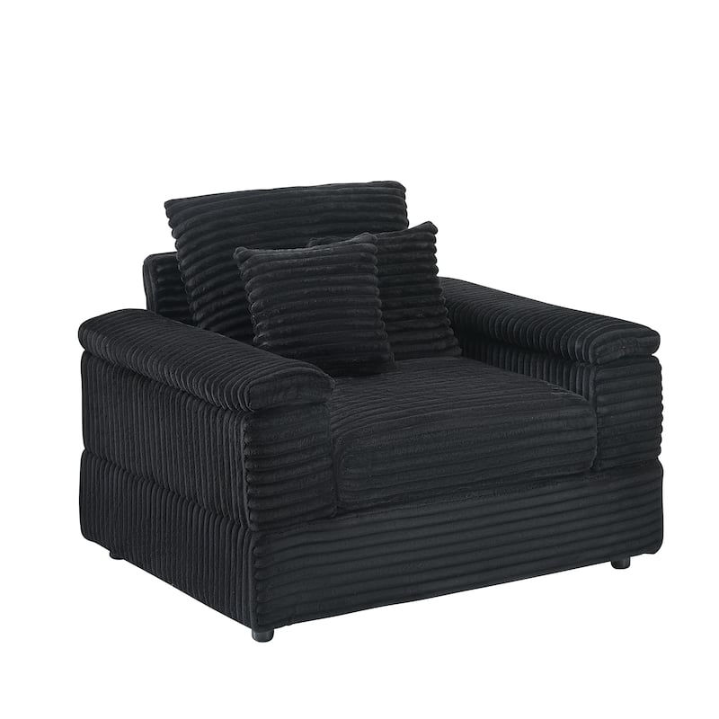 Corduroy Single Sofa Sets with 2 Throw Pillows and 500lb Weight Capacity