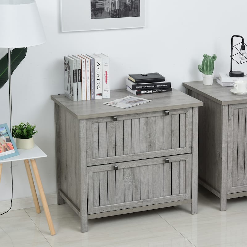 HOMCOM Retro Style 2-Drawer Lateral File Cabinet Chest Wooden Documents Storage for Letter/Legal Size