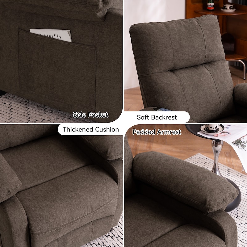 160° Recliner Chair for Elderly Seniors-Power Reclining Chair with 8-Point Massage & Heating, Soft Chenille Fabric