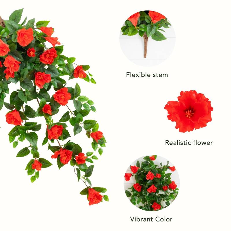 41-in UV Resistant Artificial Hibiscus Hanging Plant - Set of 2