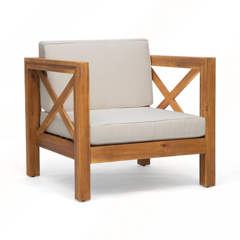 Mid Century Modern Acacia Wood Patio Club Chair