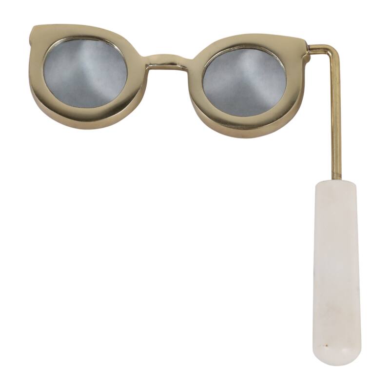 Eyeglass Magnifying Glass with Marble Handle Sculpture - 9"