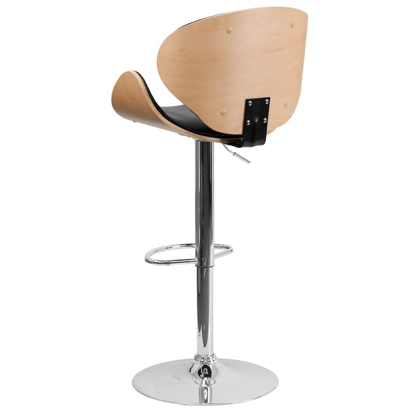 Bentwood Adjustable Height Barstool with Curved Back and Vinyl Seat - 21"W x 20"D x 37" - 45.5"H - 21"W x 20"D x 37" - 45.5"H