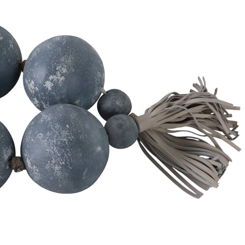 Ecomix Bead Strand with Leather Tassels and Chiseled Texture Detailing - 53" x 3" x 3"