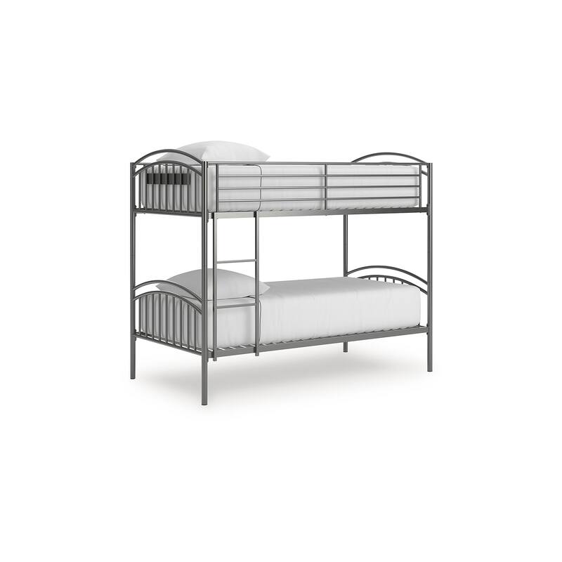 Signature Design by Ashley Graymound Gray Twin over Twin Bunk Bed with Ladder