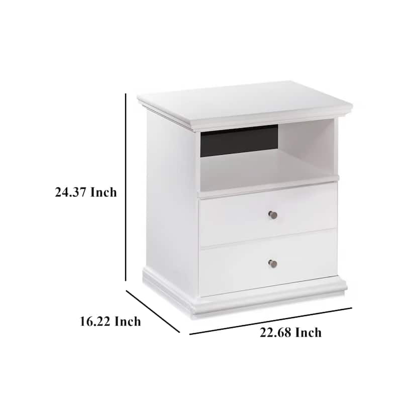 Twik Nightstand, 1 Storage Drawers, 24 Inch, White Molded Trim Details